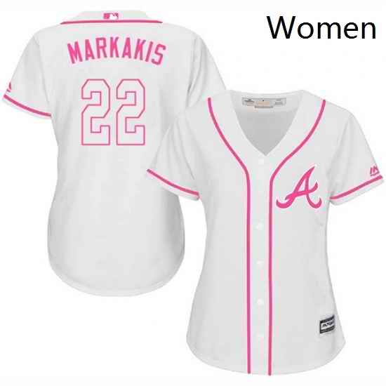 Womens Majestic Atlanta Braves 22 Nick Markakis Replica White Fashion Cool Base MLB Jersey